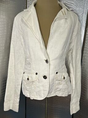 Fillmore Tailored Cream Button-Front Linen Blazer